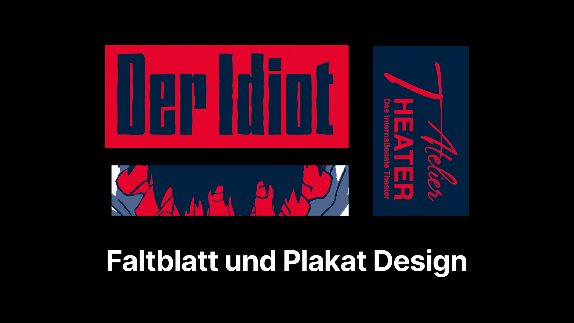 Titelschriftzug „Der Idiot“ auf Rot sowie das Logo des Atelier Theaters, darunter ein Ausschnitt der Illustration